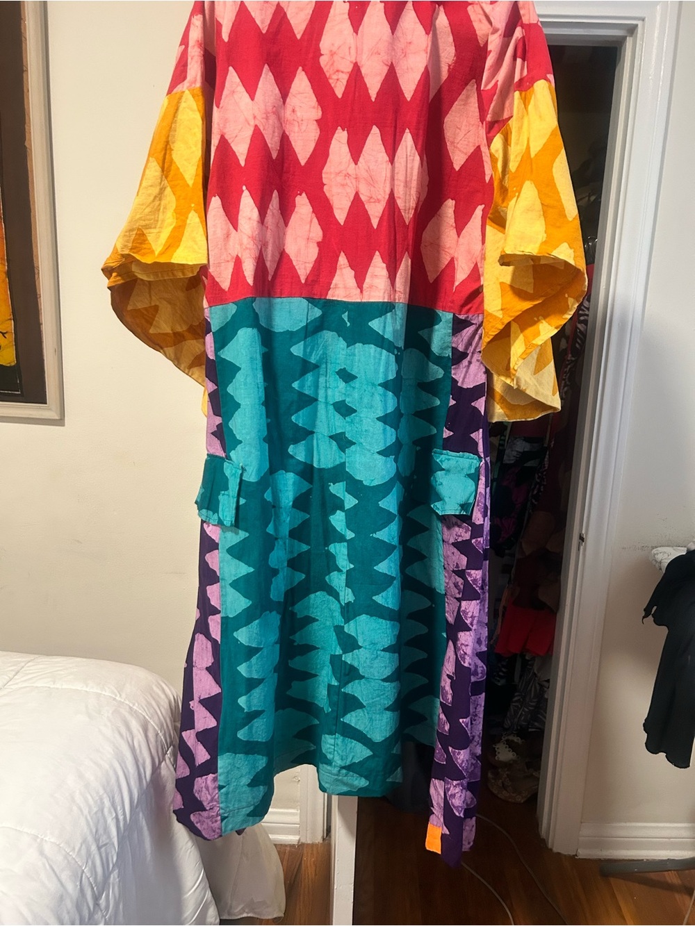 Multicolor Shirt Dress w/Kimono Sleeves from DyeLab (New with No Tags); Size M - Picture 6 of 7